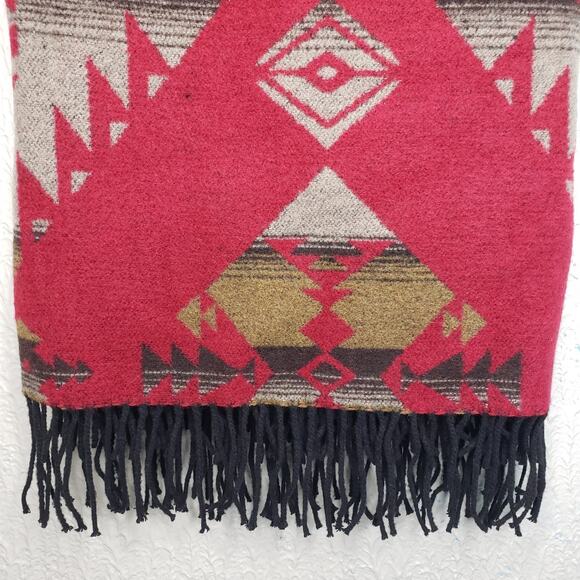 Sackcloth & Ashes Aztec Southwest Reversible Throw Blanket 70"x59" Italy Fringe - Picture 8 of 11